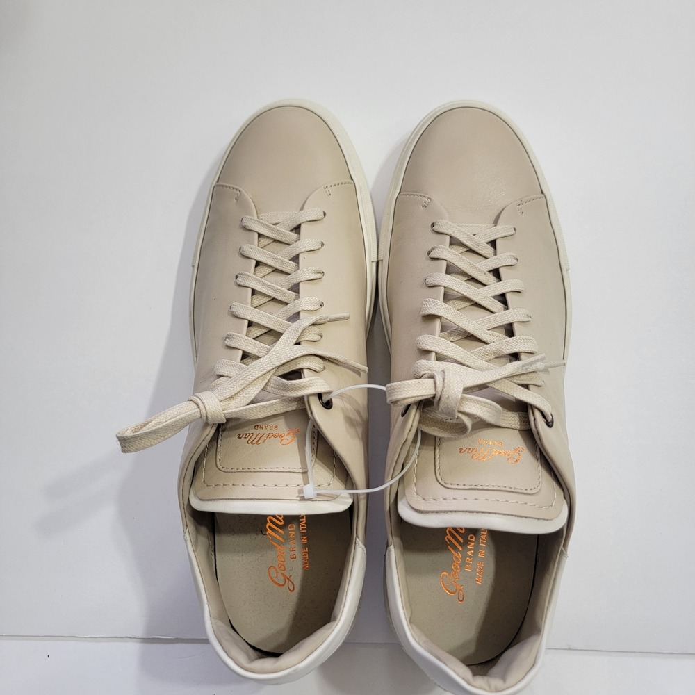 Good Man Brand Legend London Low Top Leather Sneaker 12 BeigeWhite Made in Italy